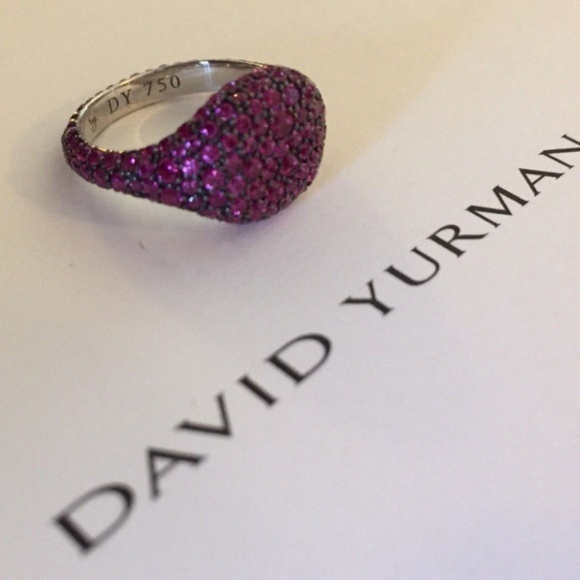 David Yurman 18K Wht Gold Ruby Pinky Ring - Picture 3 of 3